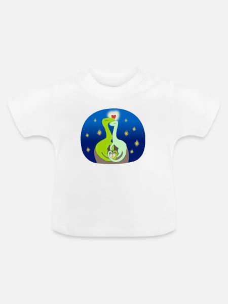Compsognate in der Liebe - Baby Bio-T-Shirt mit Rundhals - Weiß
