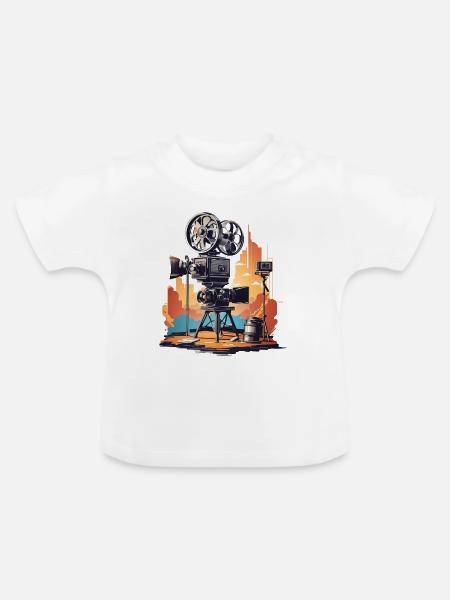 Retro Kamera - Baby Bio-T-Shirt mit Rundhals - Weiß