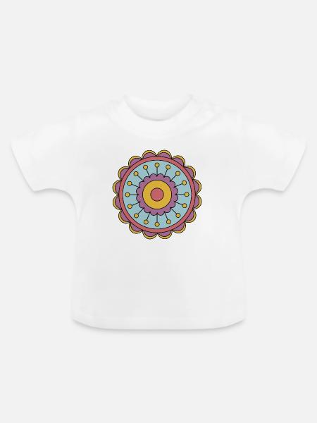 Niedliche Funky Hippie Boho Blume - Baby Bio-T-Shirt mit Rundhals - Weiß