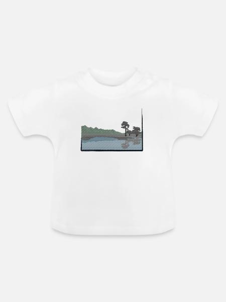 Landschaft mit See modifiziert - Baby Bio-T-Shirt mit Rundhals - Weiß