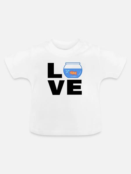 Haustiere Goldfisch Aquarium Statement Heimtier - Baby Bio-T-Shirt mit Rundhals - Weiß