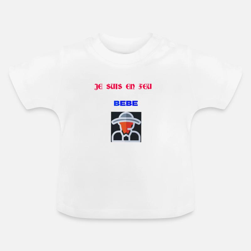 Pompier en feu - T-shirt bio col rond Bébé - blanc
