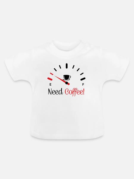 Brauche Kaffee 1 - Baby Bio-T-Shirt mit Rundhals - Weiß