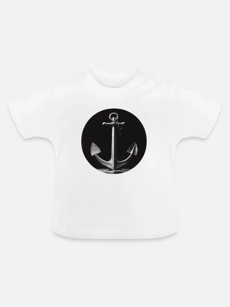 Anker grau - Baby Bio-T-Shirt mit Rundhals - Weiß