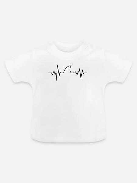 Herzschlag Haifischflosse - Baby Bio-T-Shirt mit Rundhals - Weiß