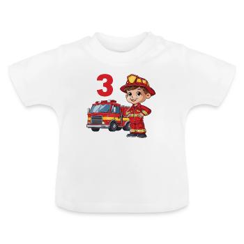 Feuerwehrauto 3 Geburtstag Feuerwehr Feuerwehrmann - Baby Bio-T-Shirt mit Rundhals - Weiß - Vorne