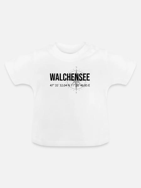 Koordinaten Walchensee - Baby Bio-T-Shirt mit Rundhals - Weiß