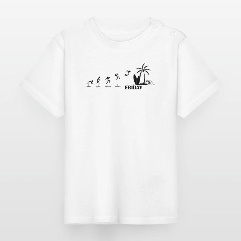 Finally Friday Beach Evolution Baby Organic T-Shirt with Round Neck