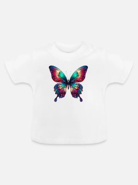 Schmetterling - Baby Bio-T-Shirt mit Rundhals - Weiß