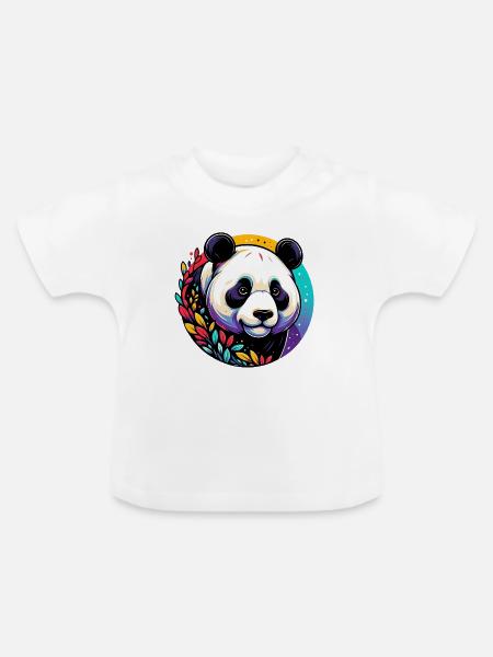 Panda - Baby Bio-T-Shirt mit Rundhals - Weiß