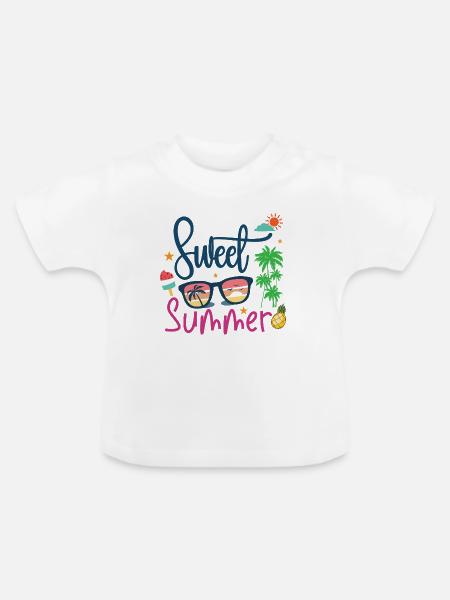Süßer Sommer - Baby Bio-T-Shirt mit Rundhals - Weiß