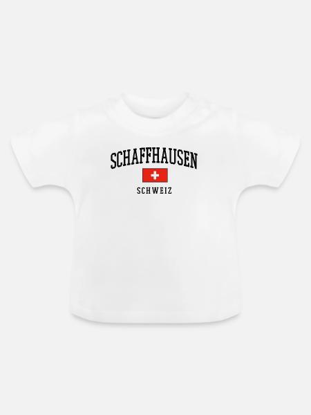 Schaffhausen Schweiz Flagge - Baby Bio-T-Shirt mit Rundhals - Weiß
