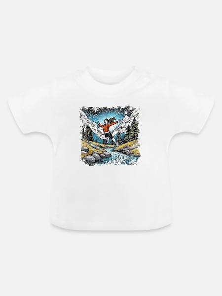 sportliches Mädchen | Bergbach - Baby Bio-T-Shirt mit Rundhals - Weiß