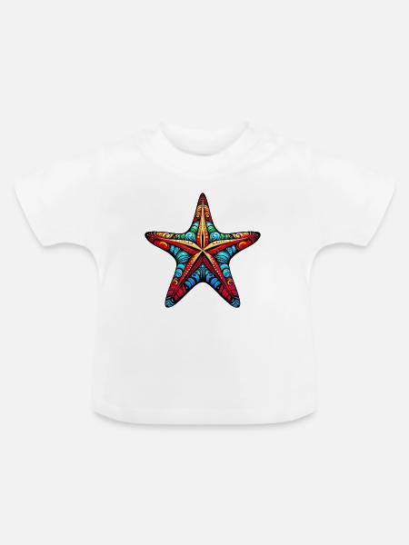 Seestern - Baby Bio-T-Shirt mit Rundhals - Weiß