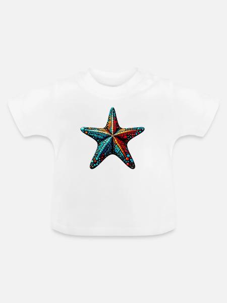 Seestern - Baby Bio-T-Shirt mit Rundhals - Weiß