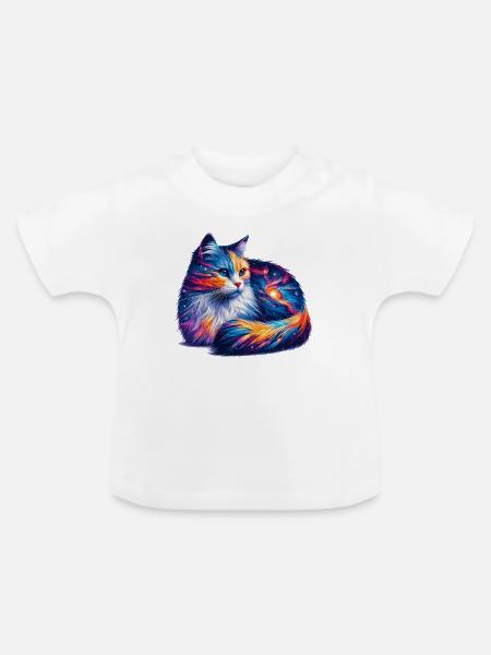 Katze - Baby Bio-T-Shirt mit Rundhals - Weiß