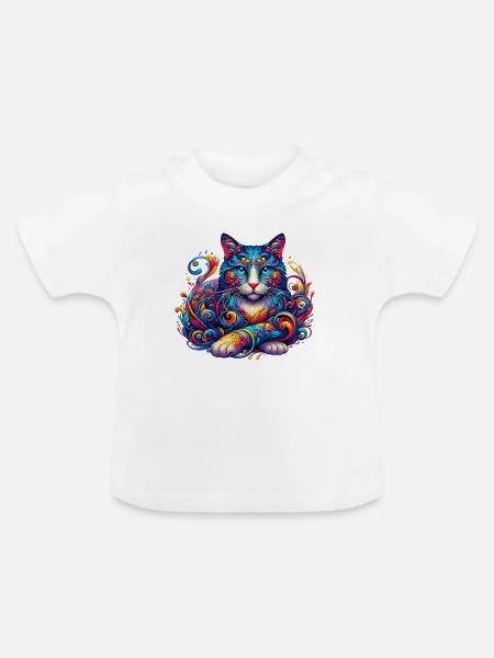 Katze - Baby Bio-T-Shirt mit Rundhals - Weiß