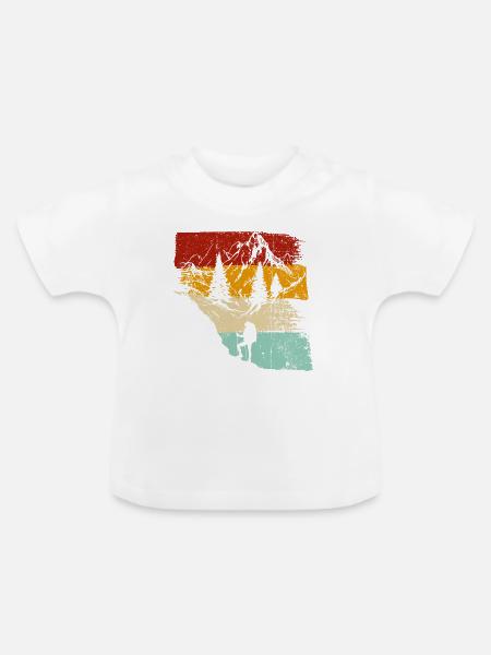 Sonnenuntergang Wald Trek Retro - Baby Bio-T-Shirt mit Rundhals - Weiß