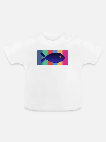 Fisch - Baby Bio-T-Shirt mit Rundhals - Weiß