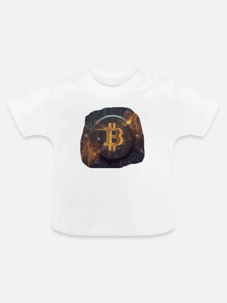 Futuristische Bitcoin-Ästhetik mit Neon-Effekten - Baby Bio-T-Shirt mit Rundhals - Weiß