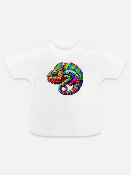 Chamäleon - Baby Bio-T-Shirt mit Rundhals - Weiß
