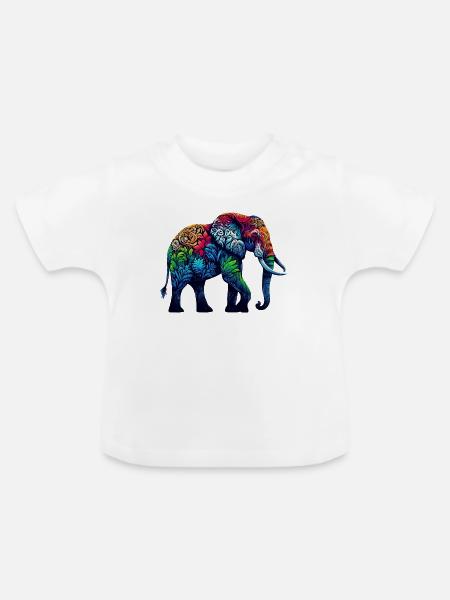 Elefant - Baby Bio-T-Shirt mit Rundhals - Weiß