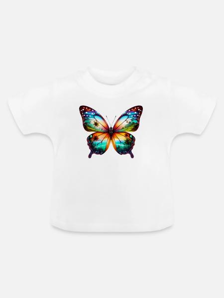 Schmetterling - Baby Bio-T-Shirt mit Rundhals - Weiß