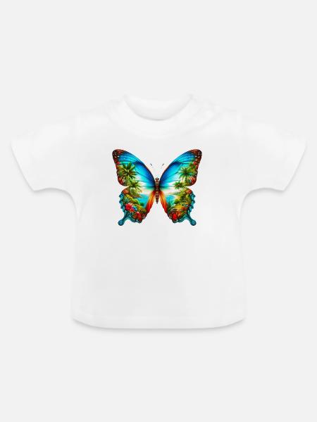 Schmetterling - Baby Bio-T-Shirt mit Rundhals - Weiß
