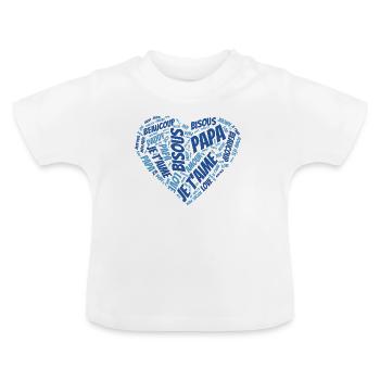 Nachricht Herz Ich liebe dich Papa - Baby Bio-T-Shirt mit Rundhals - Weiß - Vorne