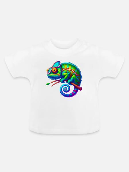 Chamäleon - Baby Bio-T-Shirt mit Rundhals - Weiß