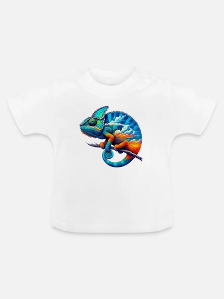 Chamäleon - Baby Bio-T-Shirt mit Rundhals - Weiß
