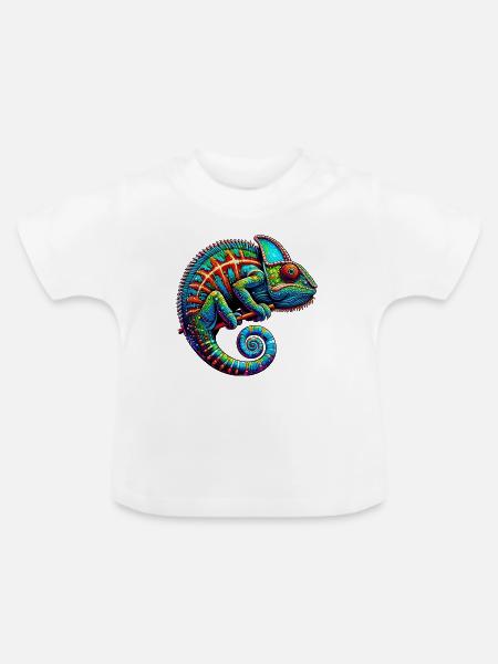 Chamäleon - Baby Bio-T-Shirt mit Rundhals - Weiß