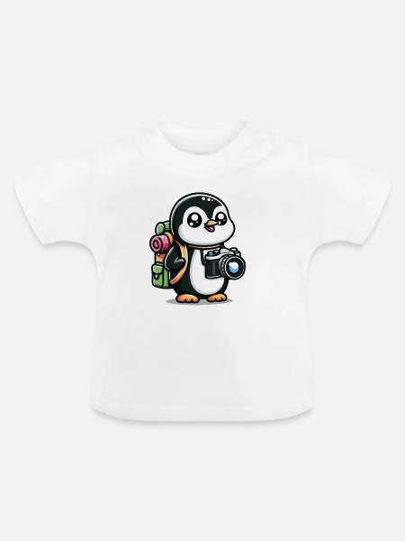 Schnappschuss Pinguin - Fotoabenteuer - Baby Bio-T-Shirt mit Rundhals - Weiß