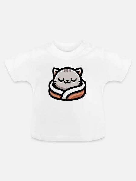 Schlummerpfoten: Der verträumte Tabby - Baby Bio-T-Shirt mit Rundhals - Weiß