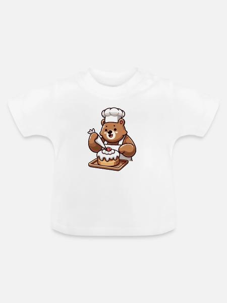 Baker Bear: Der Kuchenbeschwörer - Baby Bio-T-Shirt mit Rundhals - Weiß