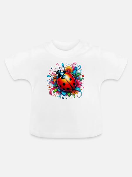 Marienkäfer - Baby Bio-T-Shirt mit Rundhals - Weiß