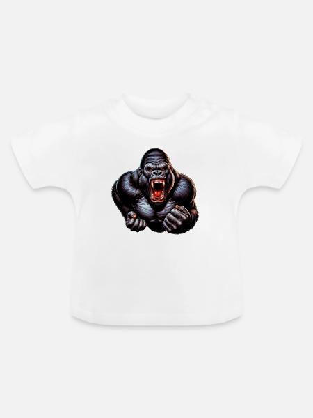 Gorilla - Baby Bio-T-Shirt mit Rundhals - Weiß