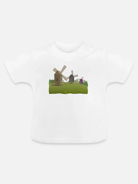 Windmühlen - Baby Bio-T-Shirt mit Rundhals - Weiß