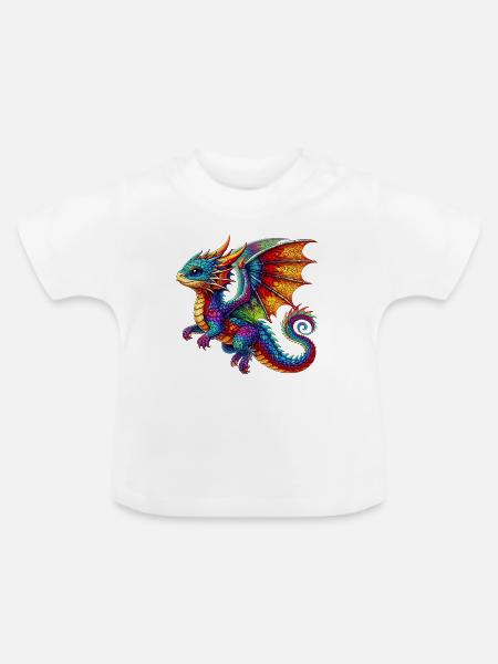 Drache - Baby Bio-T-Shirt mit Rundhals - Weiß