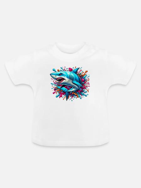 Hai - Baby Bio-T-Shirt mit Rundhals - Weiß