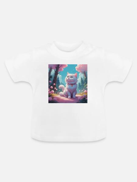 Kätzchen im Wald - Baby Bio-T-Shirt mit Rundhals - Weiß