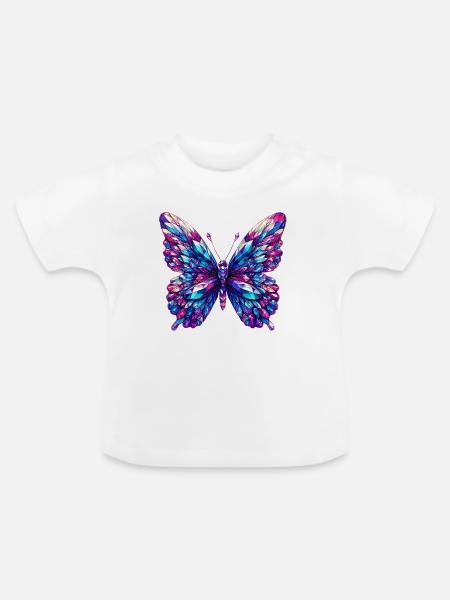 Kristall-Schmetterling - Baby Bio-T-Shirt mit Rundhals - Weiß