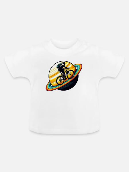 Radfahrer auf dem Saturn - Baby Bio-T-Shirt mit Rundhals - Weiß