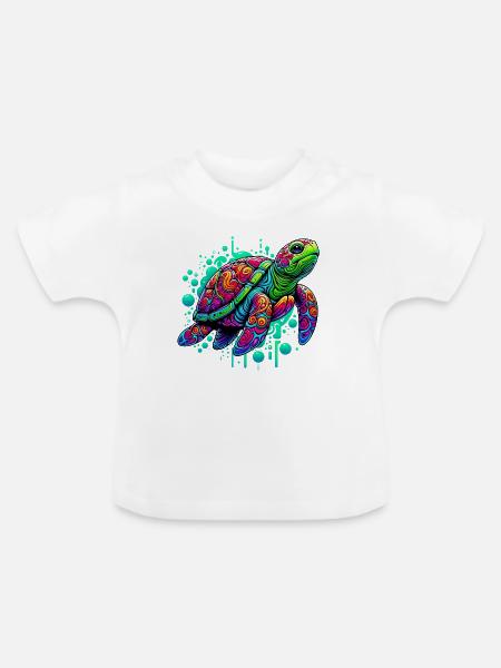 Schildkröte - Baby Bio-T-Shirt mit Rundhals - Weiß