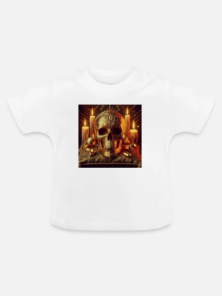 Goldener Schädel - Baby Bio-T-Shirt mit Rundhals - Weiß
