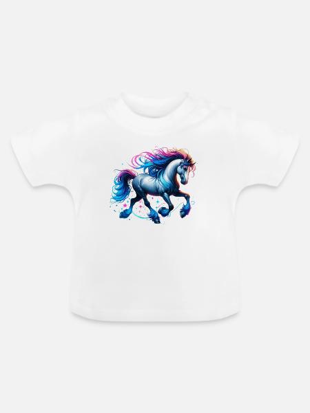 Pferd - Baby Bio-T-Shirt mit Rundhals - Weiß