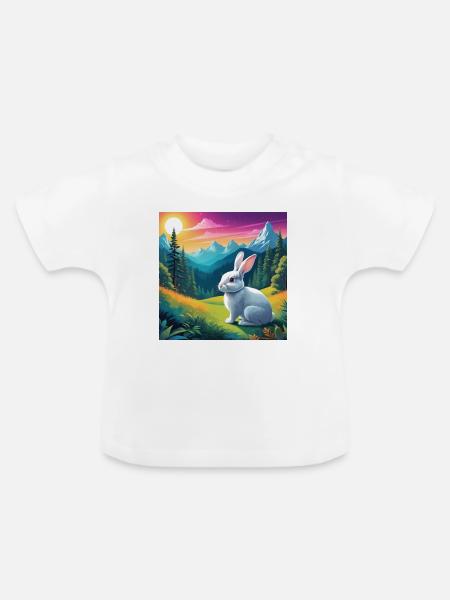 Häschen - Baby Bio-T-Shirt mit Rundhals - Weiß