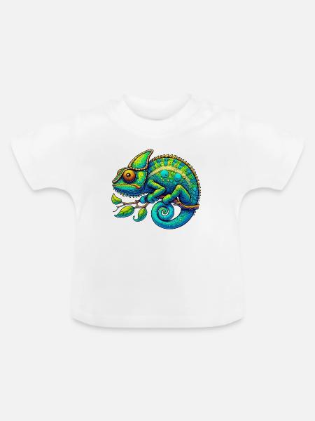 Chamäleon - Baby Bio-T-Shirt mit Rundhals - Weiß