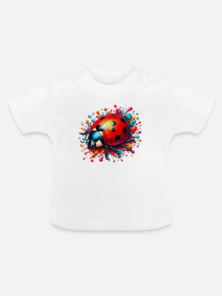 Marienkäfer - Baby Bio-T-Shirt mit Rundhals - Weiß