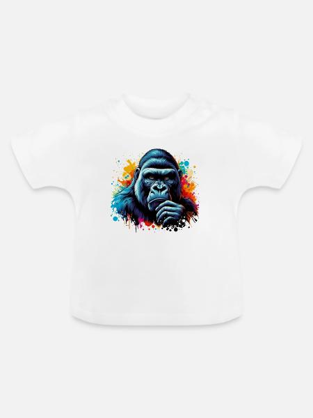 Gorilla - Baby Bio-T-Shirt mit Rundhals - Weiß